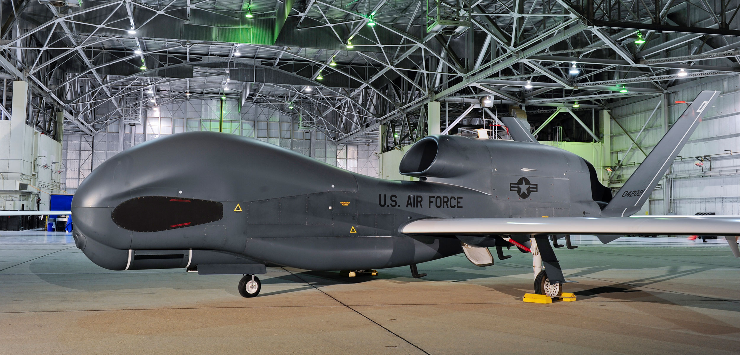 military aircraft in hangar