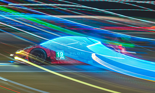 race car on track at night