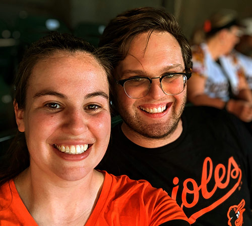 woman and man smiling