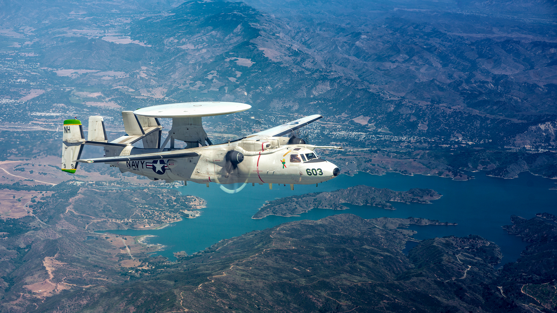 Photo of E-2D aircraft in flight
