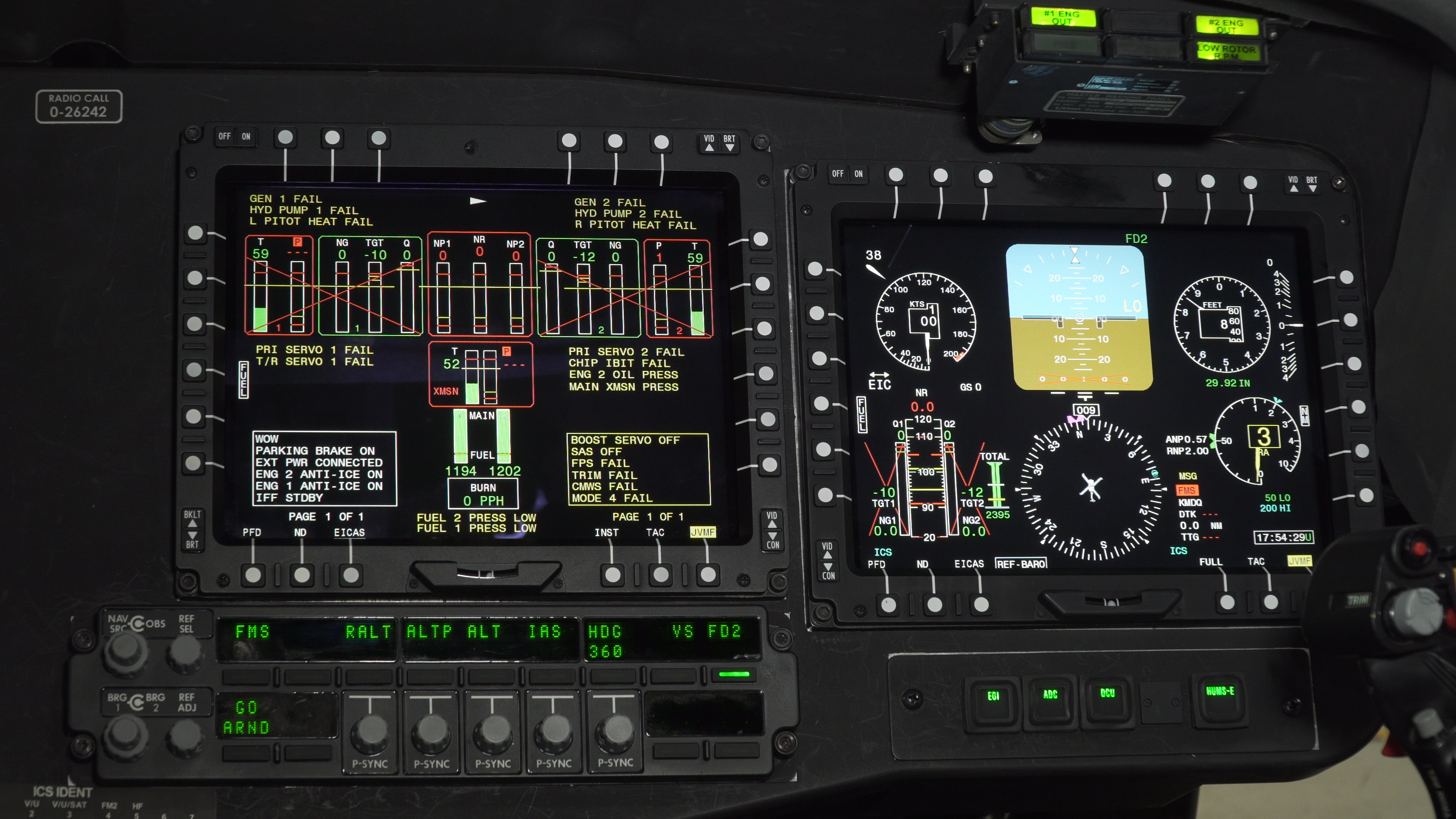 OpenLift™ Rotary Wing Modular, Open Architecture close-up of digital cock-pit of military helicopter