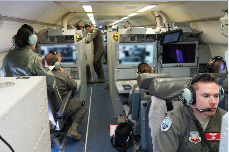 E-8C Joint STARS aircrew members monitor moving target indication data at their operator work stations during a mission supporting BALTOPS 2018 and Saber Strike 18 exercises at Fighter Wing Skrydstrup, Denmark, June 12, 2018 <a href="https://news.northropgrumman.com/news/releases/us-air-force-awards-330-million-e-8c-joint-stars-fleet-total-systems-support-responsibility-contract-to-northrop-grumman-for-fy-2019">US Air Force Awards $330 Million E-8C Joint STARS Fleet Total Systems Support Responsibility Contract to Northrop Grumman for FY 2019</a>